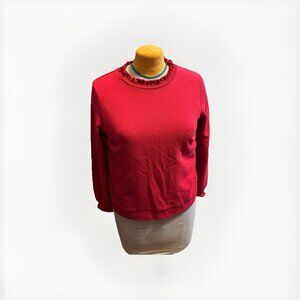 Who What Wear Red‎ Ruffle Mockneck Sweater, Size L, Office Business Casual